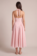 Mathilde Blush A-Line Dress - back view with halter tie