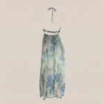 Cassiopee Blue Floral Draped Dress - back product detail