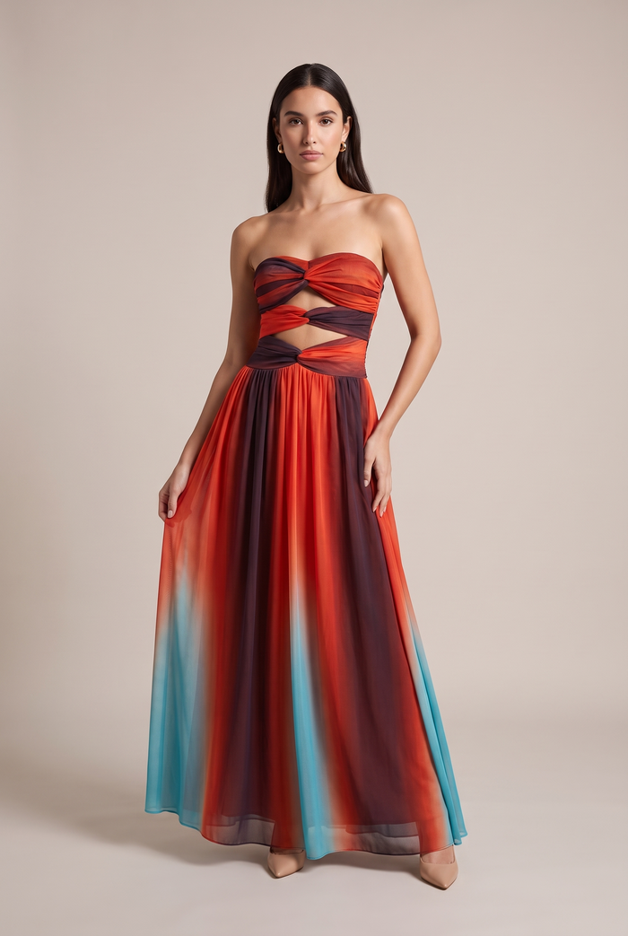 Maelle Terracotta Bandeau Gown - front view