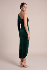 Esmée Emerald Velvet One-Shoulder Dress — side
