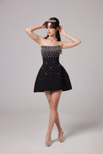 Sabine Black Crystal Mini Dress