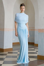 Céleste Baby Blue Pleated Maxi Dress