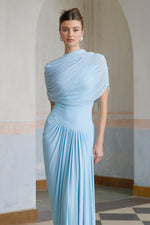 Céleste Baby Blue Pleated Maxi Dress