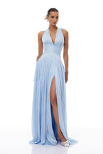 Arielle Sky Pleated Maxi Dress
