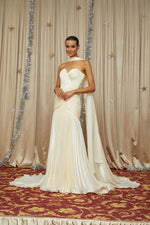 Elara Cream Pleated Gown