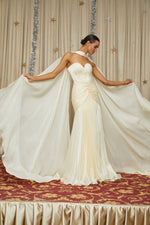 Elara Cream Pleated Gown