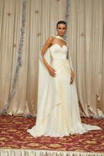 Elara Cream Pleated Gown