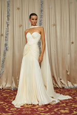 Elara Cream Pleated Gown