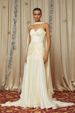 Elara Cream Pleated Gown