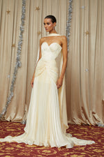 Elara Cream Pleated Gown