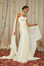 Elara Cream Pleated Gown