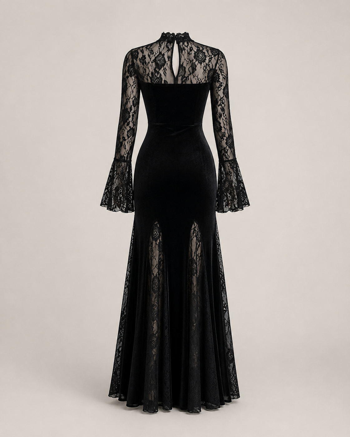 Alisa Noir Velvet Lace Gown