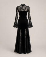 Alisa Noir Velvet Lace Gown