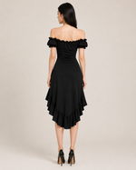 Alva Black High-Low Ruffle Dress