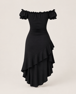 Alva Black High-Low Ruffle Dress