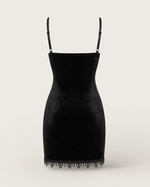 Arlette Black Velvet Lace Mini Dress