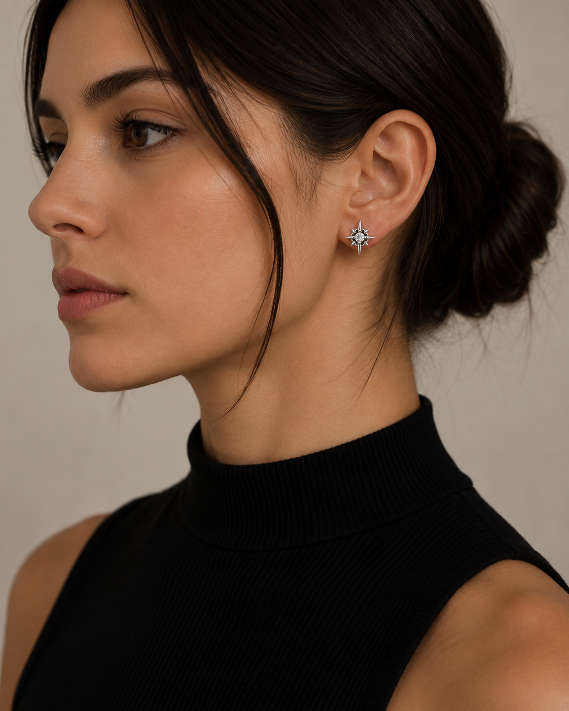 Black Gem Halo Stud Earrings