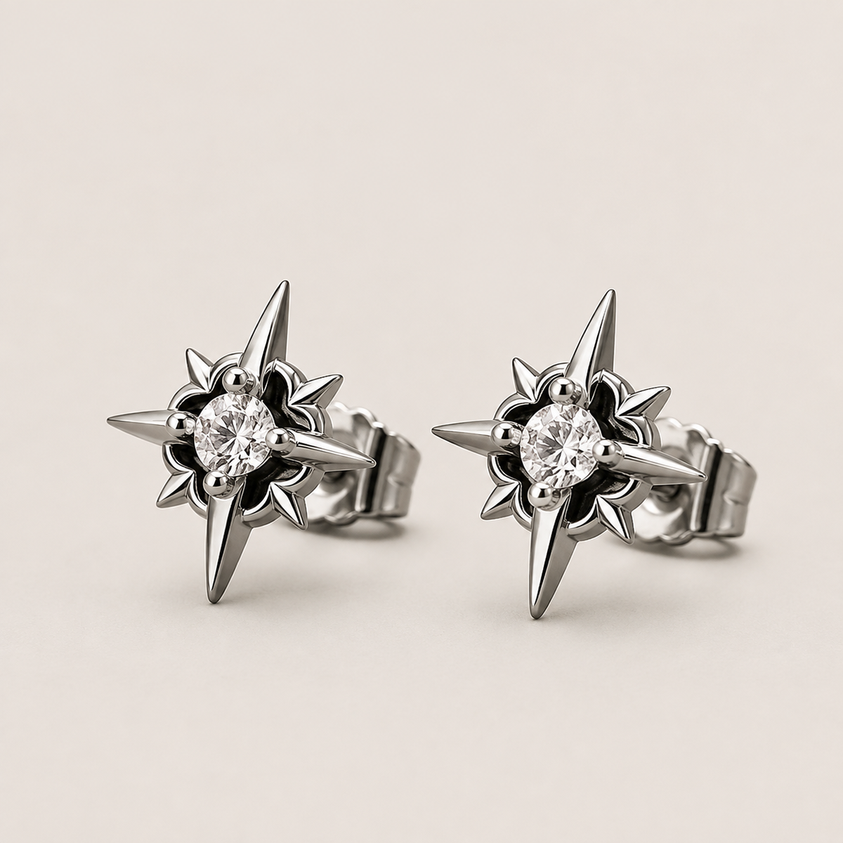 Black Gem Halo Stud Earrings