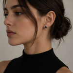 Black Gem Halo Stud Earrings