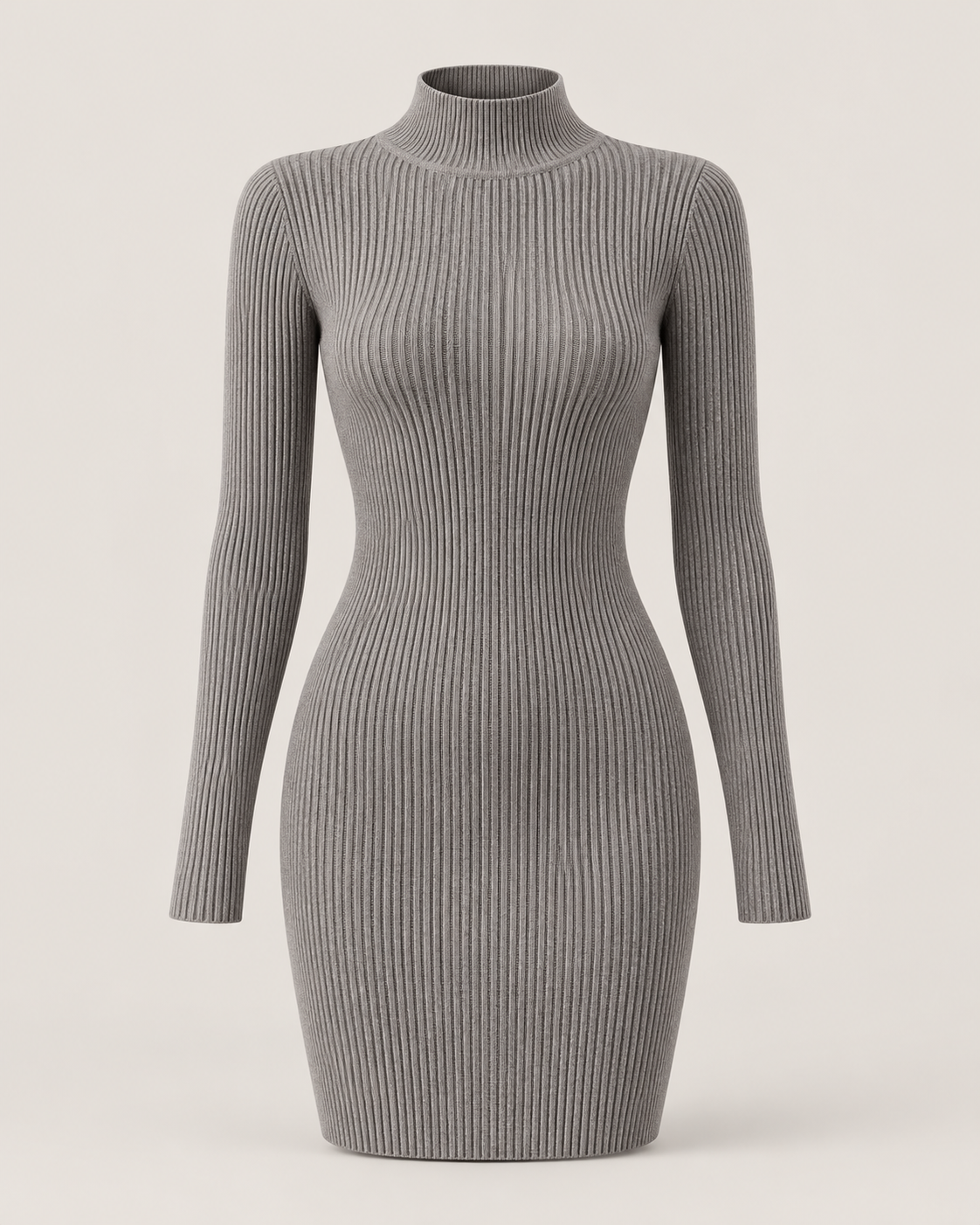Camille Ribbed Mock-Neck Mini Dress