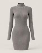 Camille Ribbed Mock-Neck Mini Dress