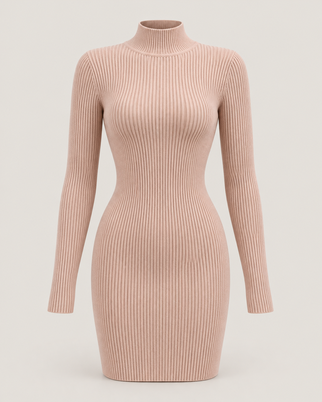 Camille Ribbed Mock-Neck Mini Dress