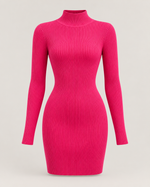 Camille Ribbed Mock-Neck Mini Dress