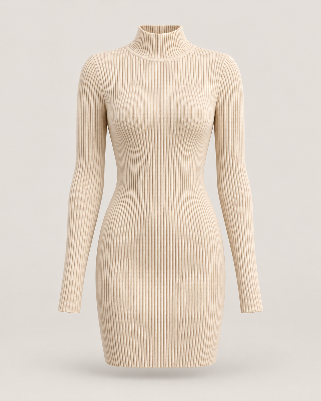 Camille Ribbed Mock-Neck Mini Dress