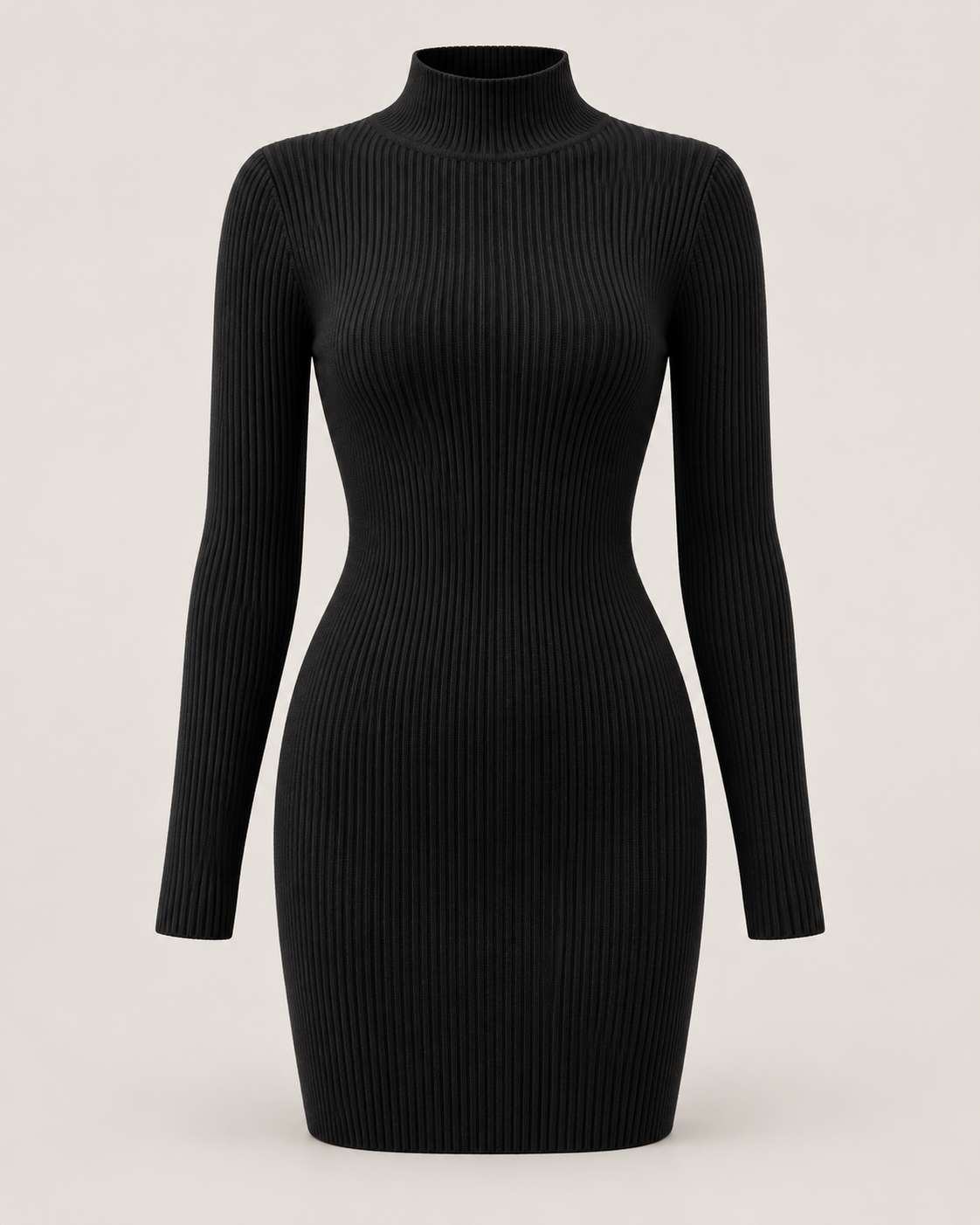 Camille Ribbed Mock-Neck Mini Dress