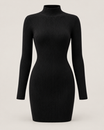 Camille Ribbed Mock-Neck Mini Dress