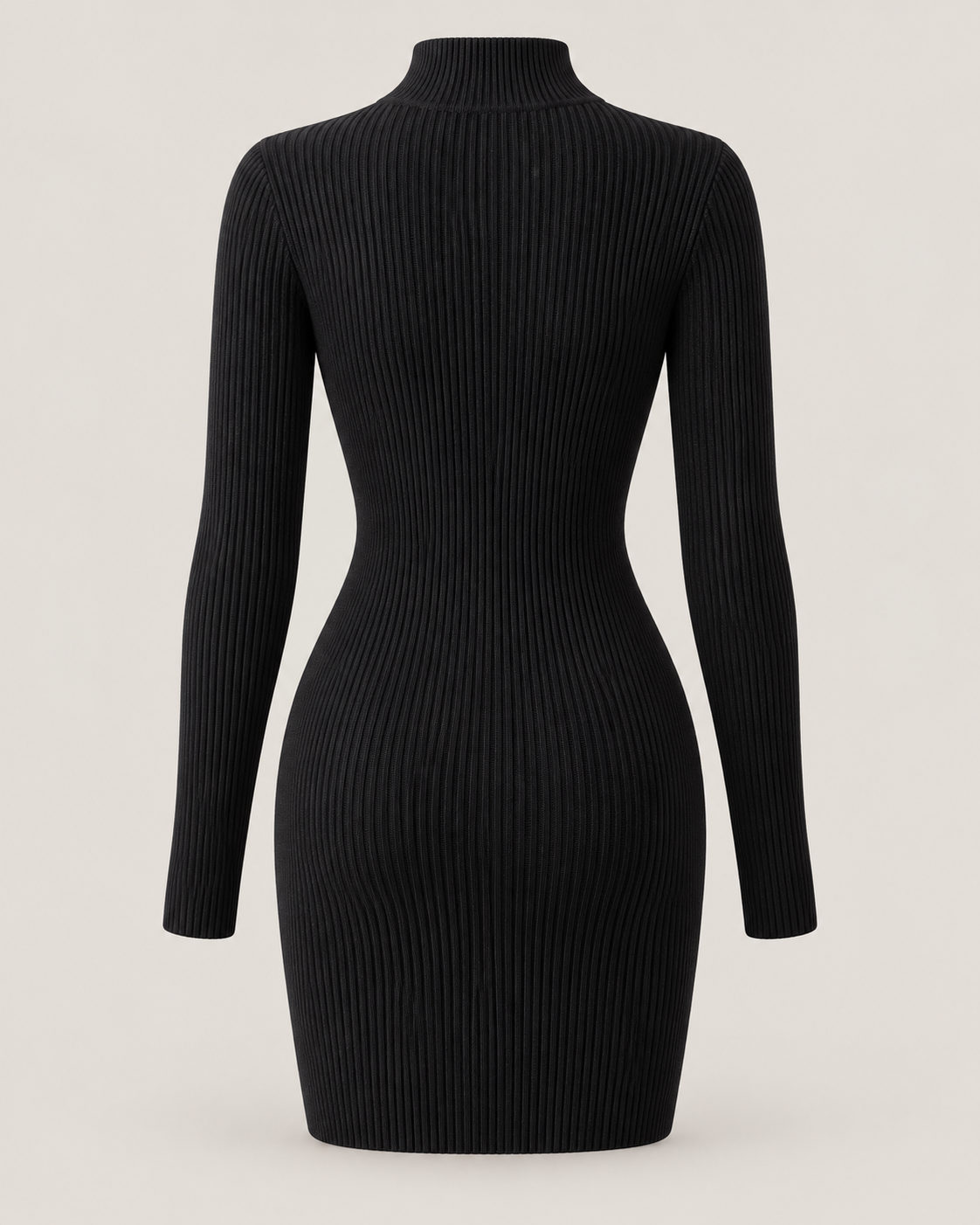 Camille Ribbed Mock-Neck Mini Dress