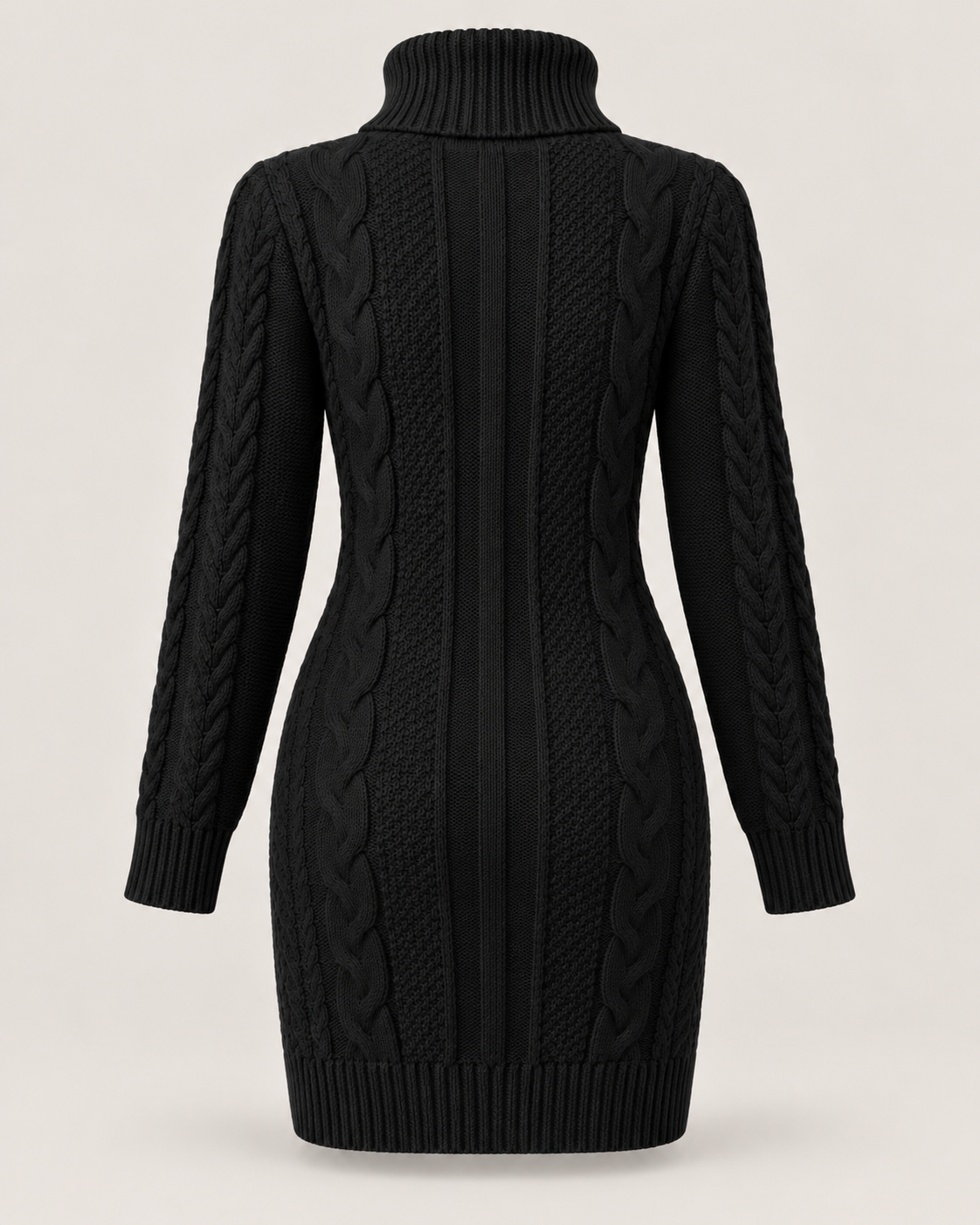 Capucine Noir Cable-Knit Sweater Dress