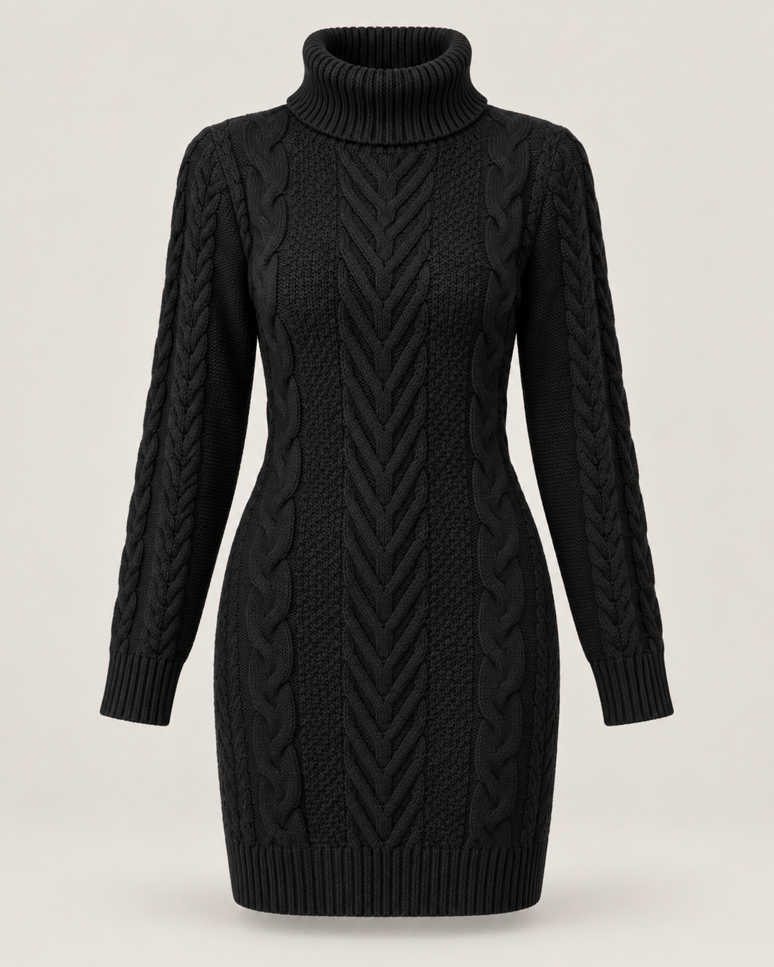 Capucine Noir Cable-Knit Sweater Dress