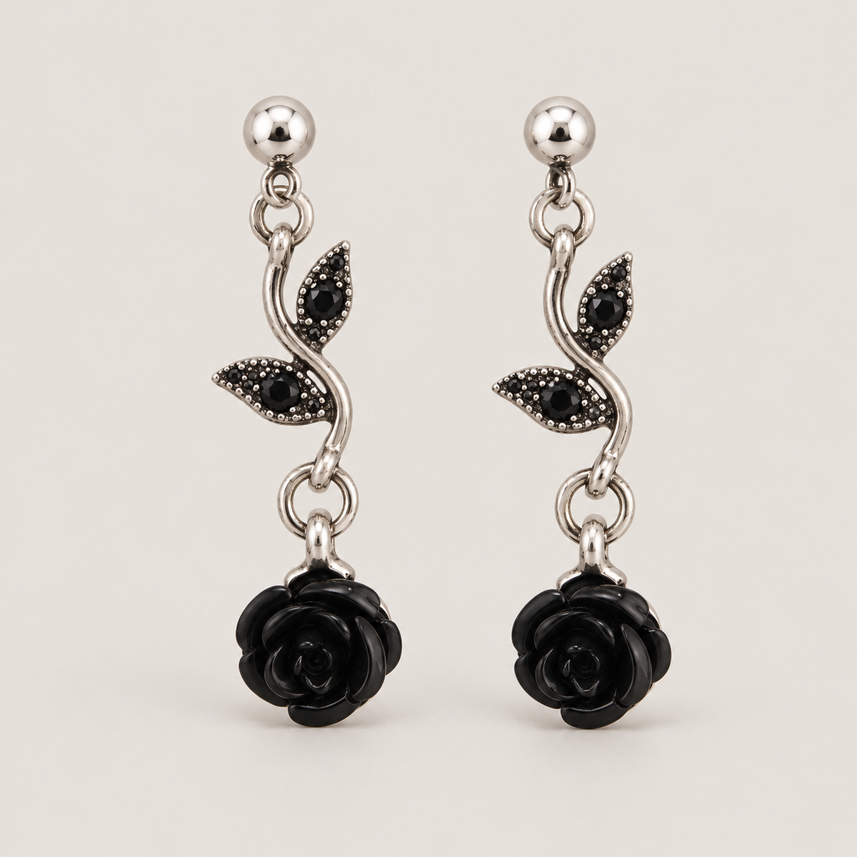 Carved Rose Drop Earrings