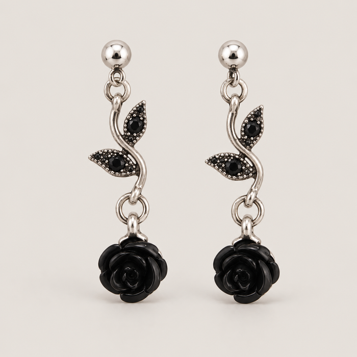 Carved Rose Drop Earrings