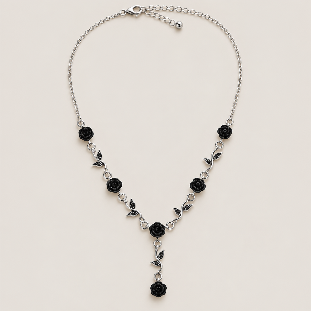 Carved Rose Y Necklace