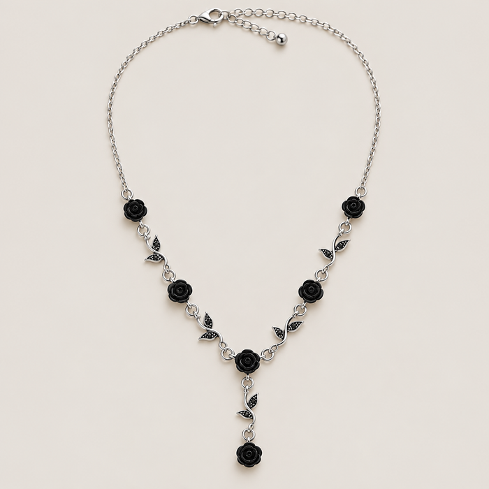 Carved Rose Y Necklace