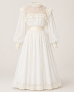 Cassia Cream Lace-Trim Midi Dress