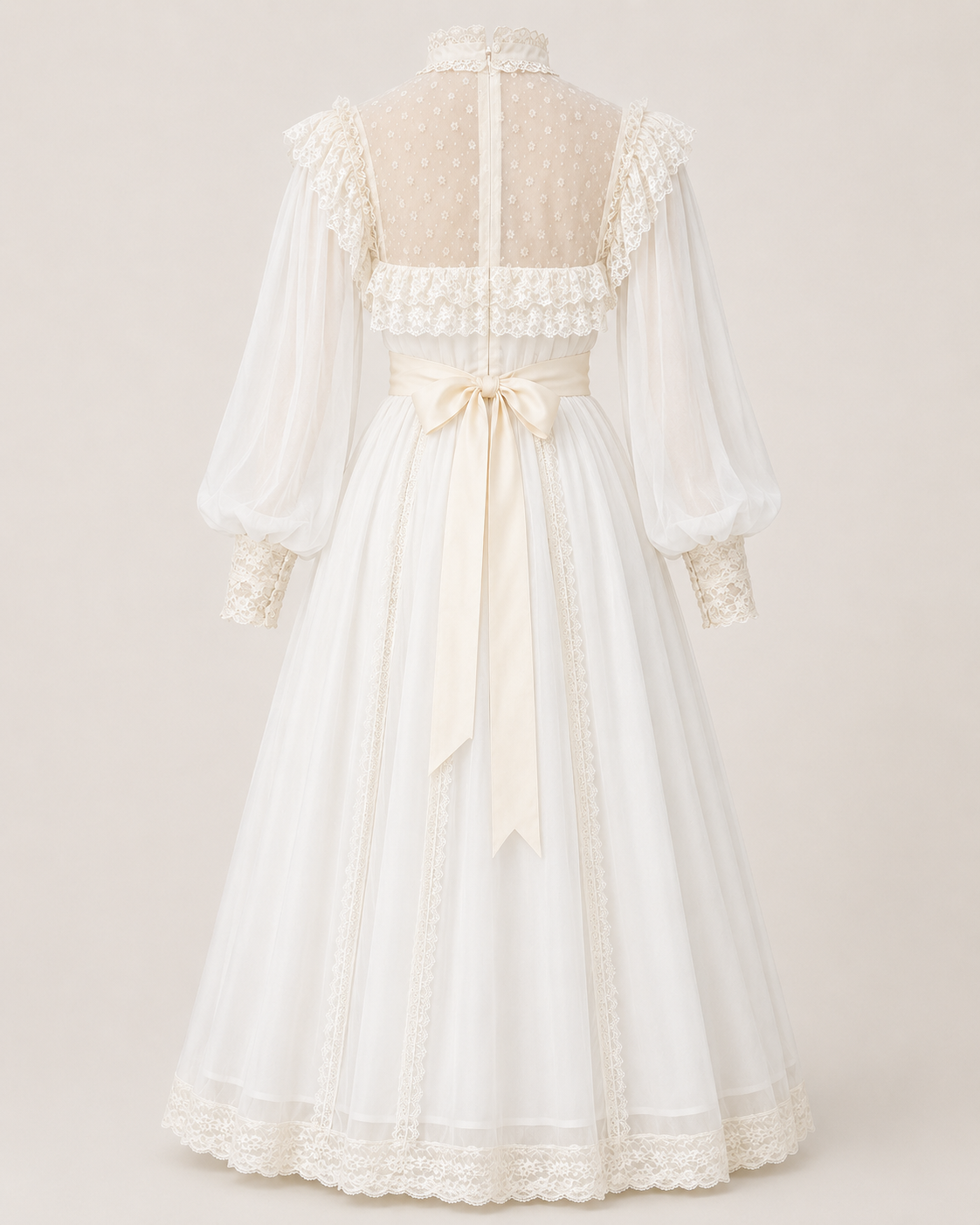 Cassia Cream Lace-Trim Midi Dress