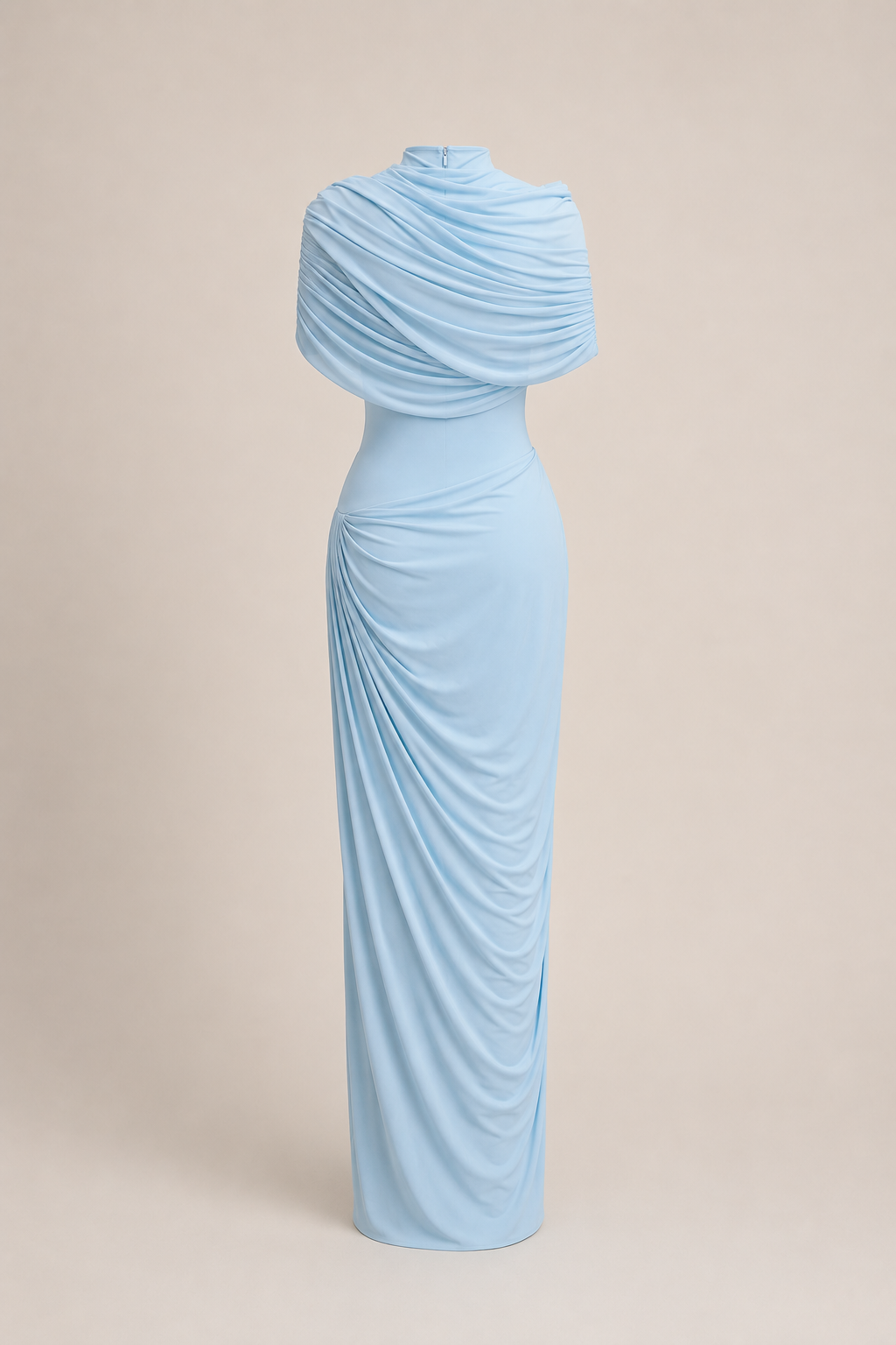 Céleste Baby Blue Pleated Maxi Dress