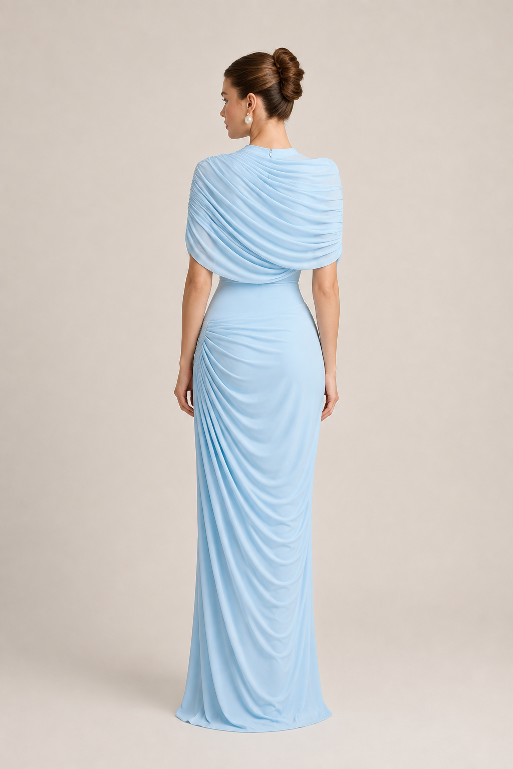 Céleste Baby Blue Pleated Maxi Dress