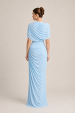 Céleste Baby Blue Pleated Maxi Dress