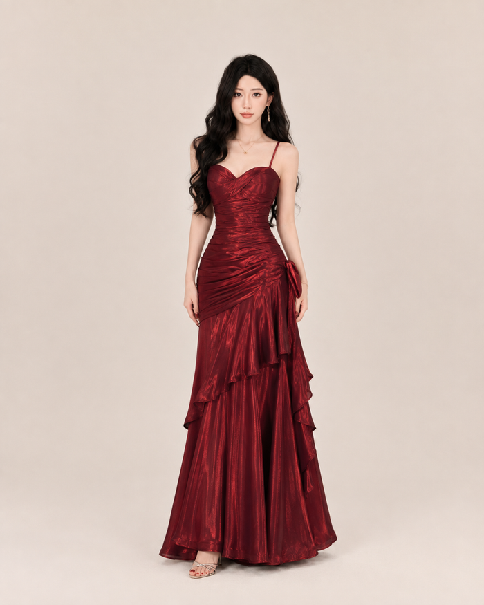 Célestine Ruby Tiered Maxi Dress