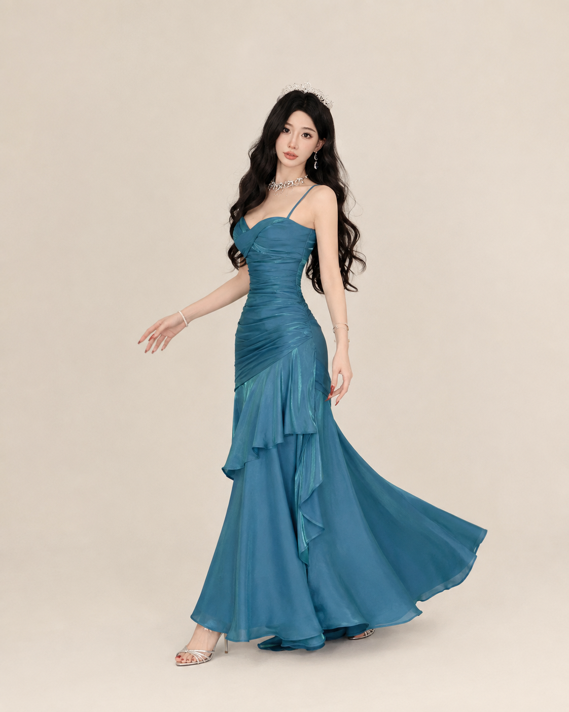 Célestine Ruby Tiered Maxi Dress
