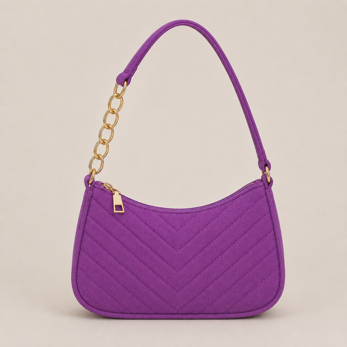 Chevron Zip Shoulder Bag