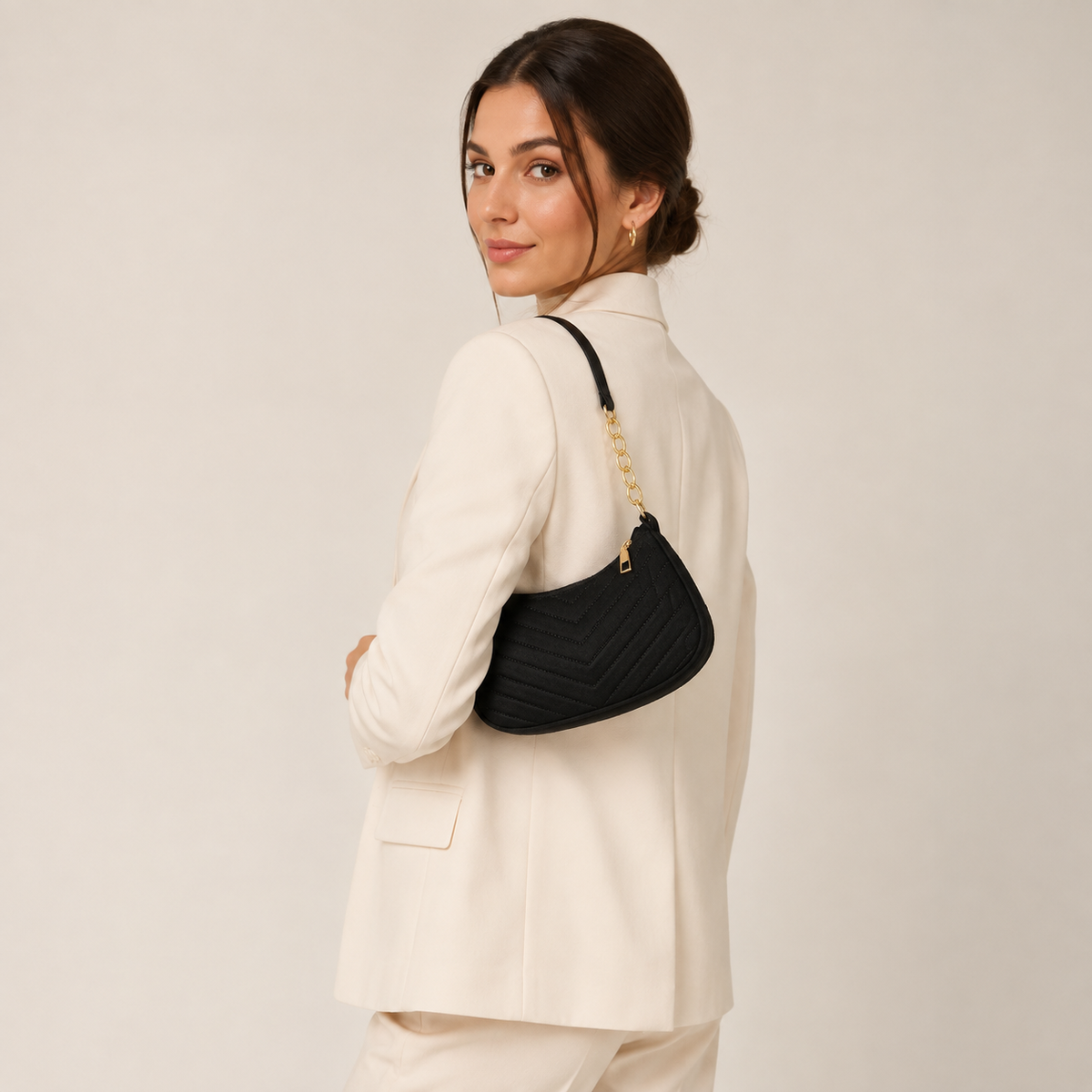 Chevron Zip Shoulder Bag