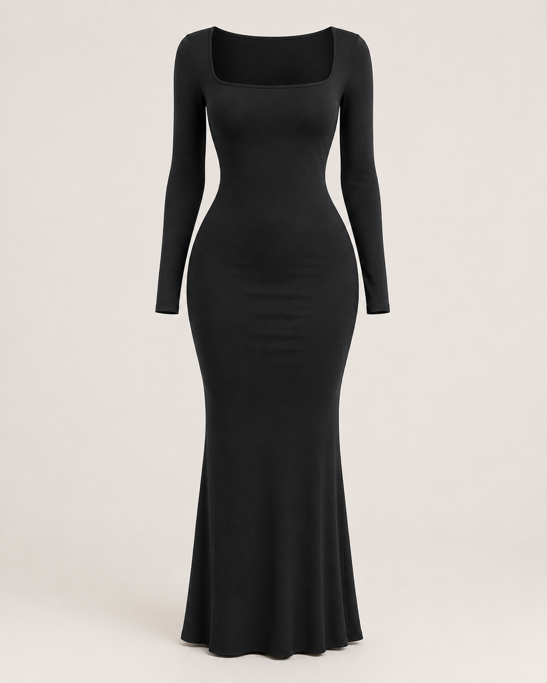 Corinne Noir Square-Neck Gown