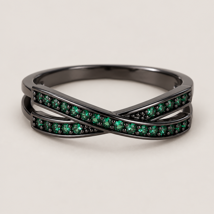 Crossover Pave Band Ring