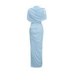 Céleste Baby Blue Pleated Maxi Dress