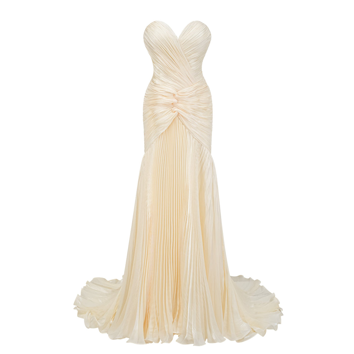 Elara Cream Pleated Gown